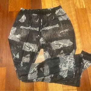 Black and white mesh pants